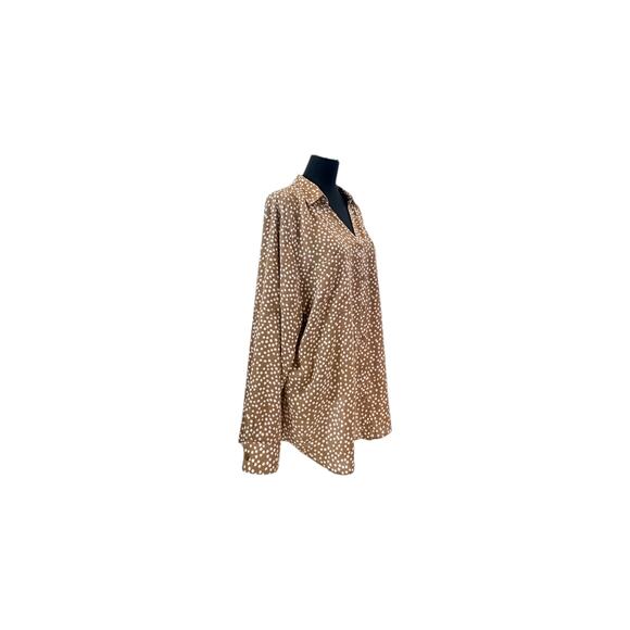 Maurices 2X Brown Floral Button Front Blouse - Plus Size - Picture 2 of 8